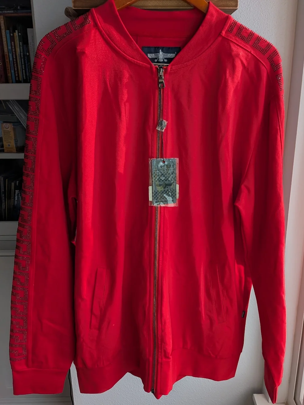 NWT Barabas STM4004 Red Greek Key Rhinestone Track Jacket Men’s 2XL